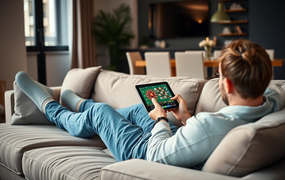 Ice Casino med isblå design og spillmeny